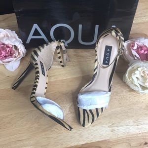 Aqua Tiger Stripe Stiletto Heeled Sandals 7.5M